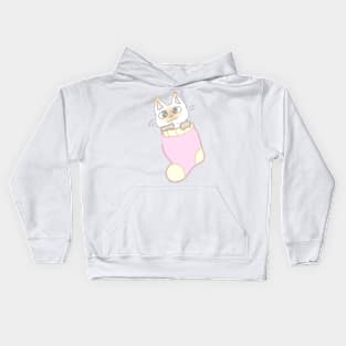 Orange Siamese cat in a sock Kids Hoodie